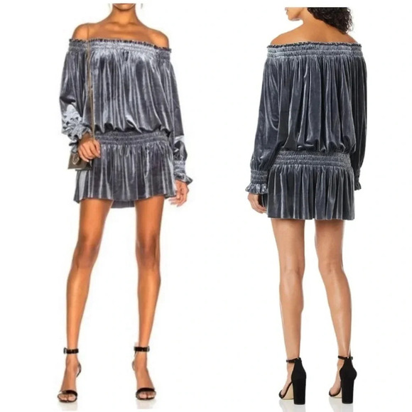 Norma Kamali Peasant Mini Dress in Pewter Size Small - Picture 1 of 8